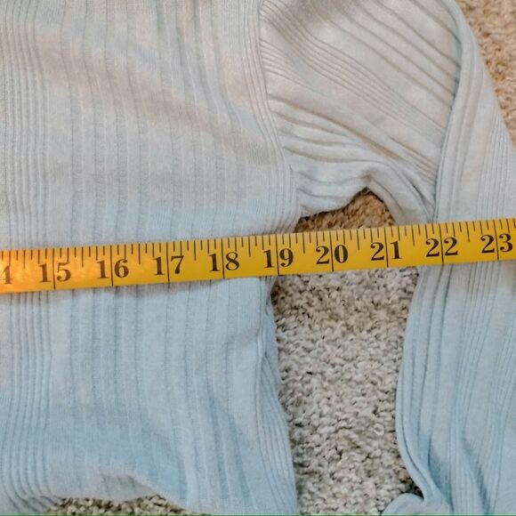 Gilly Hicks Light Blue Ribbed Flared Leggings Lounge Wear Sweater Set Sz XS - Picture 7 of 14